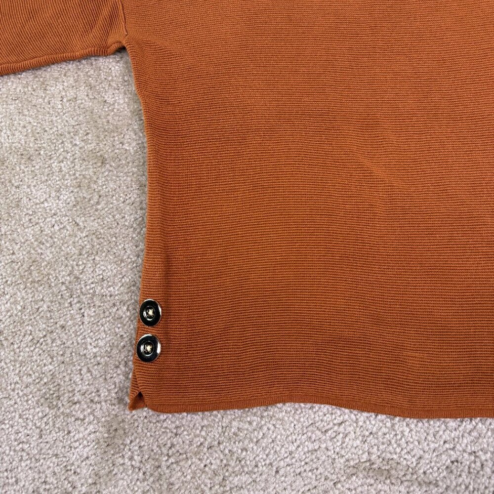 Chico's Women's Top Size 1 S/M Orange 3/4 Sleeve Knit Rayon Career Casual F221 - Picture 3 of 10